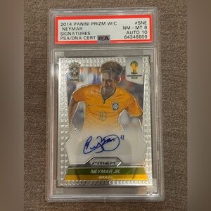 2014 Panini Prizm WC Neymar Jr Signatures Auto Brazil #S-NE PSA 8 Auto 10